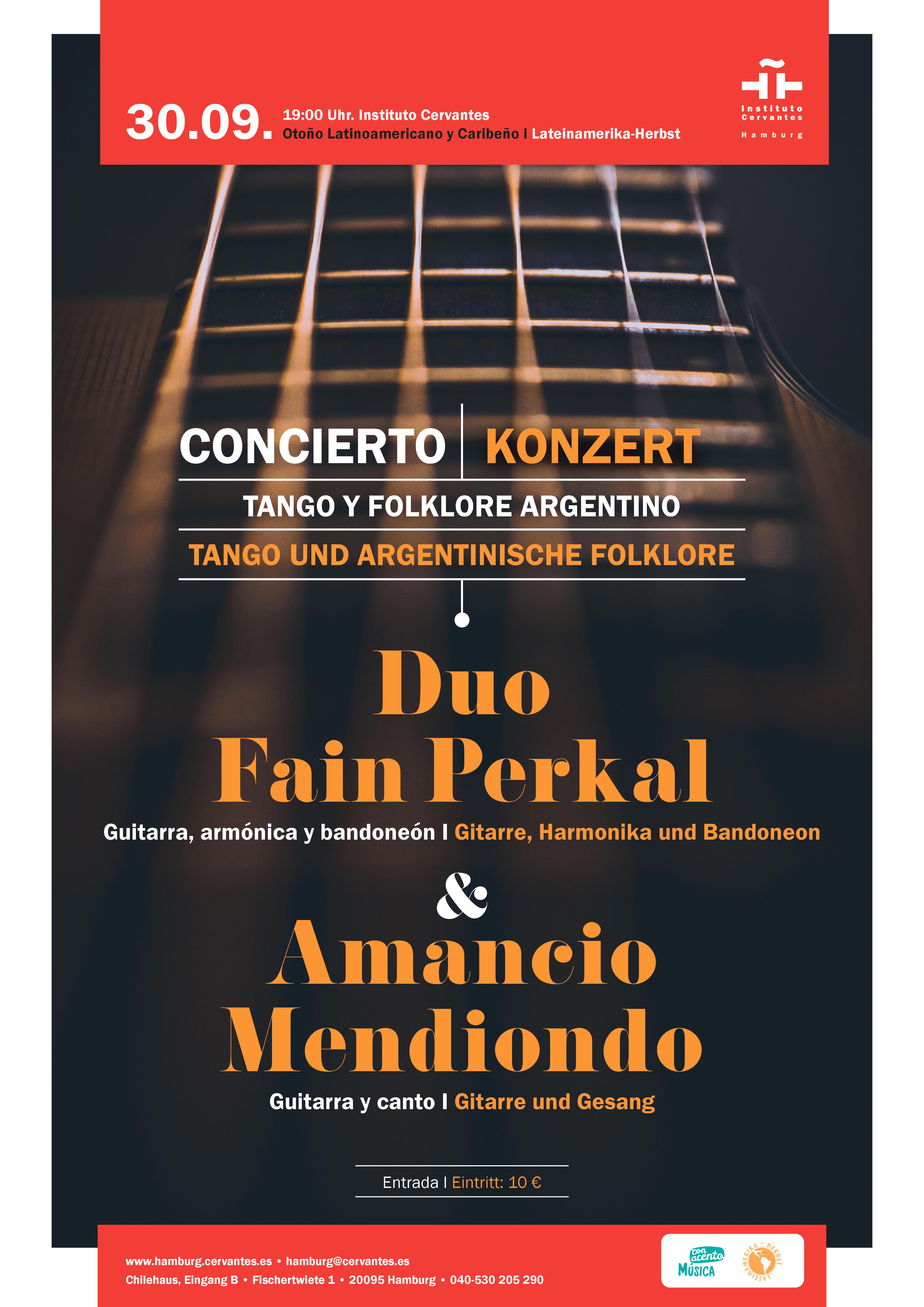 Tango und Folklore aus Argentinien. Duo Fain-Perkal und Amancio Mendiondo 