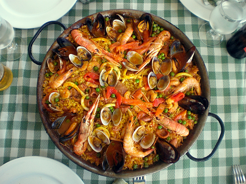 Gastronomía. Paella de mariscos.
