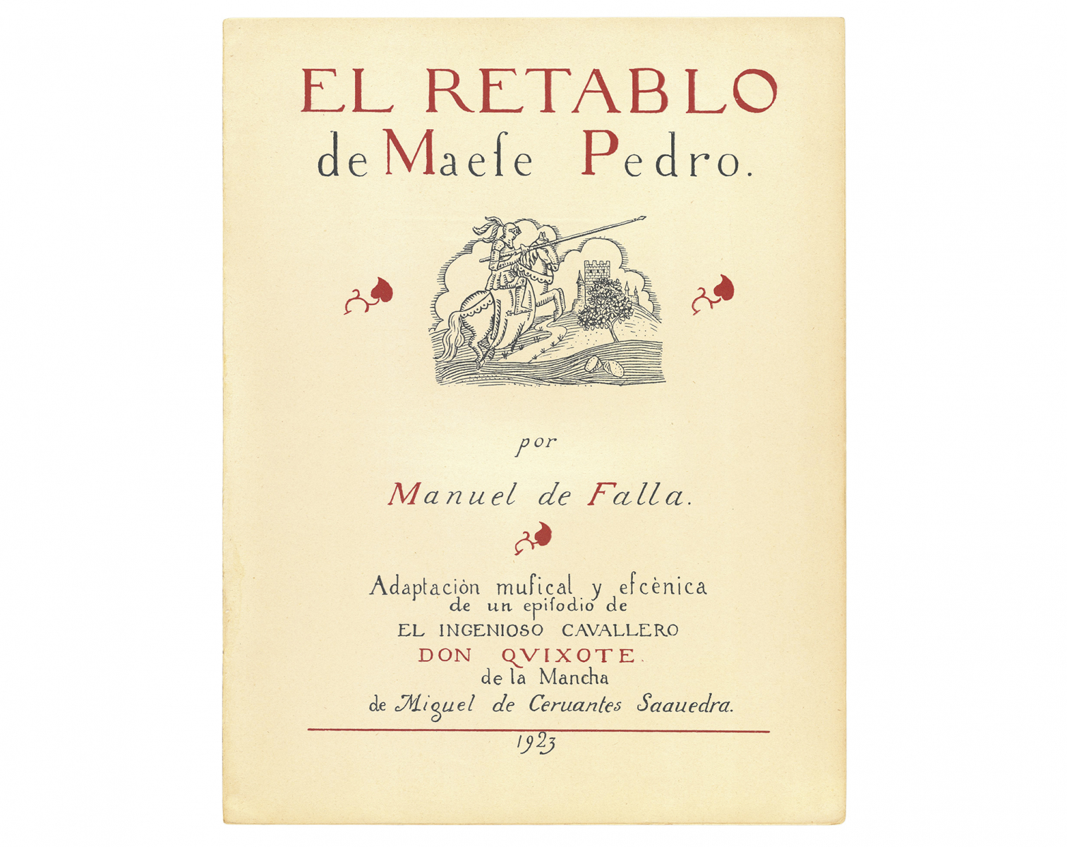 El retablo del centenario del estreno de «El retablo de maese Pedro» de Manuel de Falla (1923-2023)